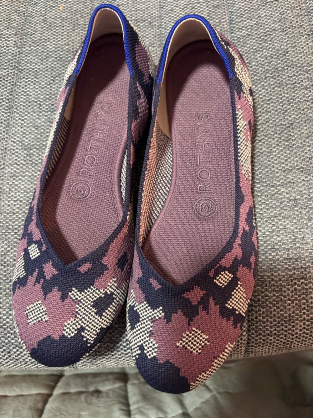 Rothy's Purple Pink Patterned Knit Ballet Flats